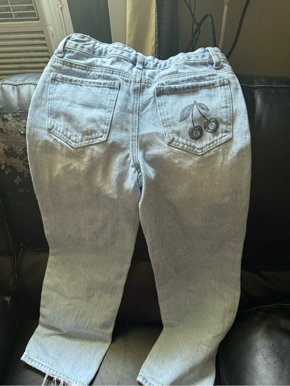 Forever 21 Light Blue Jeans with Black Graphic Prints
